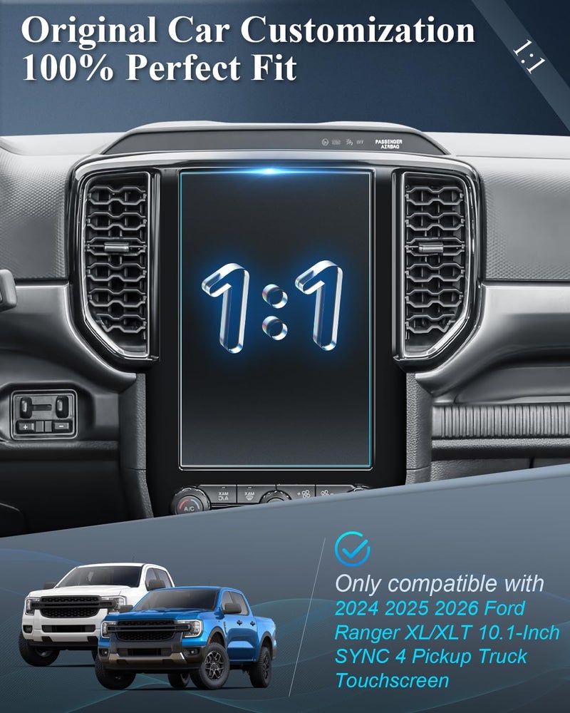 BIBIBO Matte Anti Glare for 2024 2025 Ford Ranger Screen Protector 2024 2025 2026 Ford Ranger (XL/XLT) SYNC 4 10.1"Touchscreen[Tempered Glass Lessen Fingerprints] 2024 2025 Ford Ranger Pickup Truck Accessories - Image 3